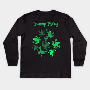 Frogs Swamp Party Green Kids Long Sleeve T-Shirt